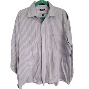 IZOD light purple men’s button down shirt with blue stripes. 17 34x35 XL